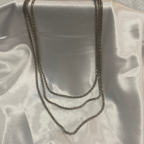 Womens  silver three thick  strand necklace - Picture 1 of 3